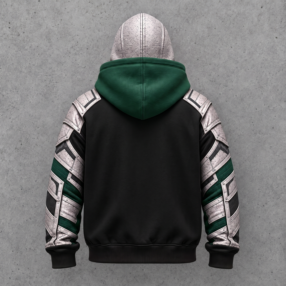 Doomsday armored balaclava zip hoodie, Midnight colorway, back view